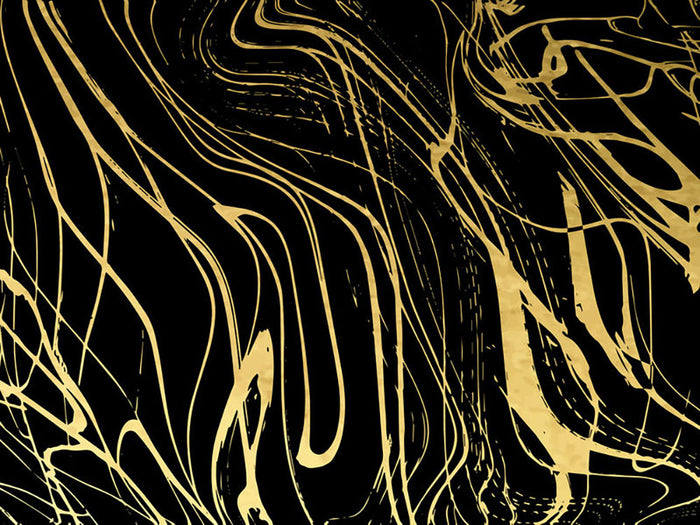Black and Gold Swirled Abstract Wall Mural Wallpaper