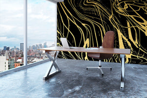 Black and Gold Swirled Abstract Wall Mural Wallpaper - Canvas Art Rocks - 3