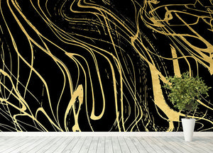 Black and Gold Swirled Abstract Wall Mural Wallpaper - Canvas Art Rocks - 4