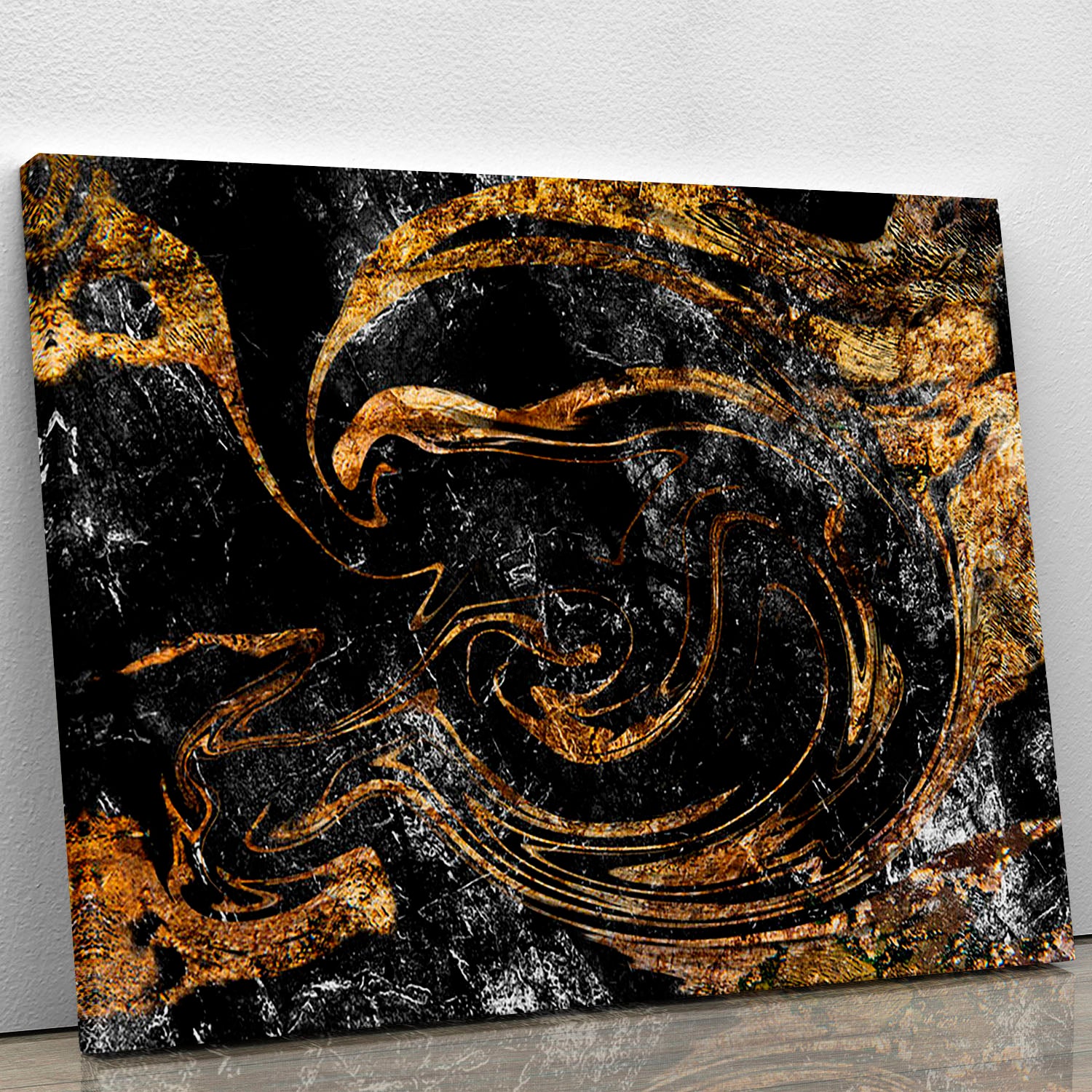 Black and Gold Swirled Marble Canvas Print or Poster - Canvas Art Rocks - 1