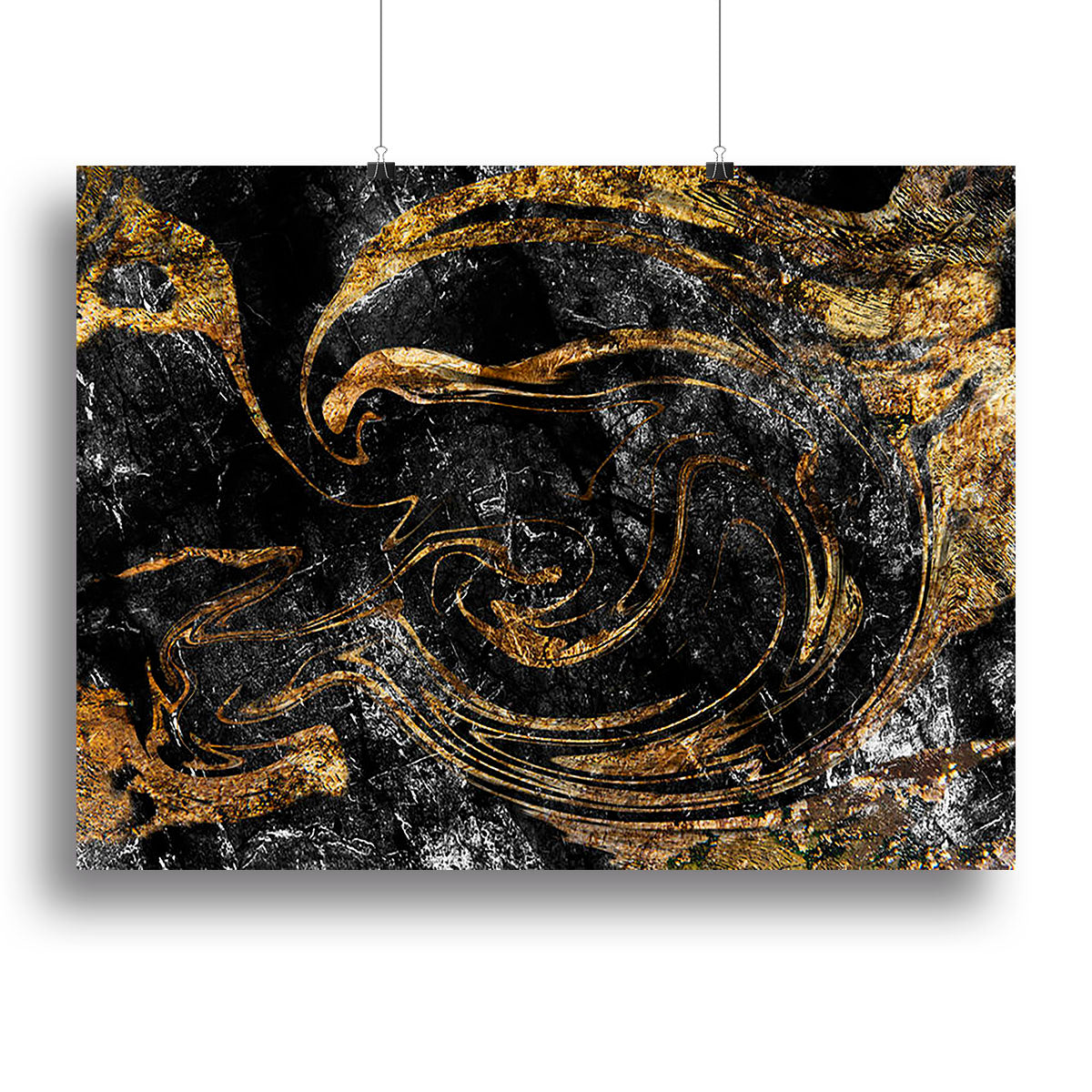 Black and Gold Swirled Marble Canvas Print or Poster - Canvas Art Rocks - 2