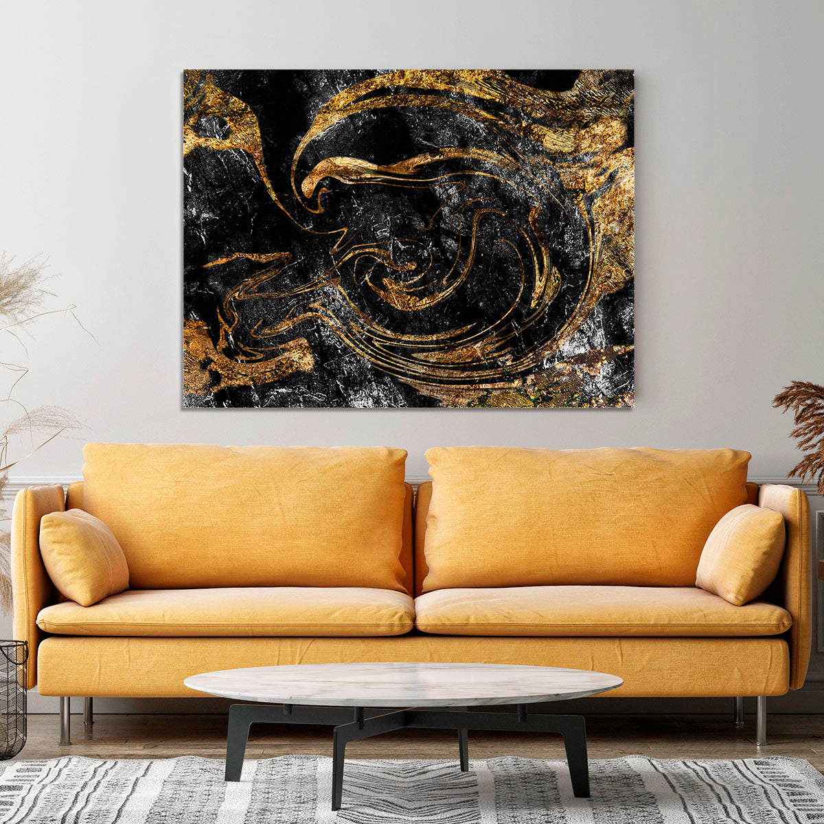 Black and Gold Swirled Marble Canvas Print or Poster - Canvas Art Rocks - 4