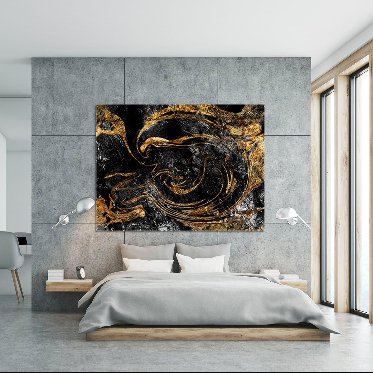 Black and Gold Swirled Marble Canvas Print or Poster - Canvas Art Rocks - 5