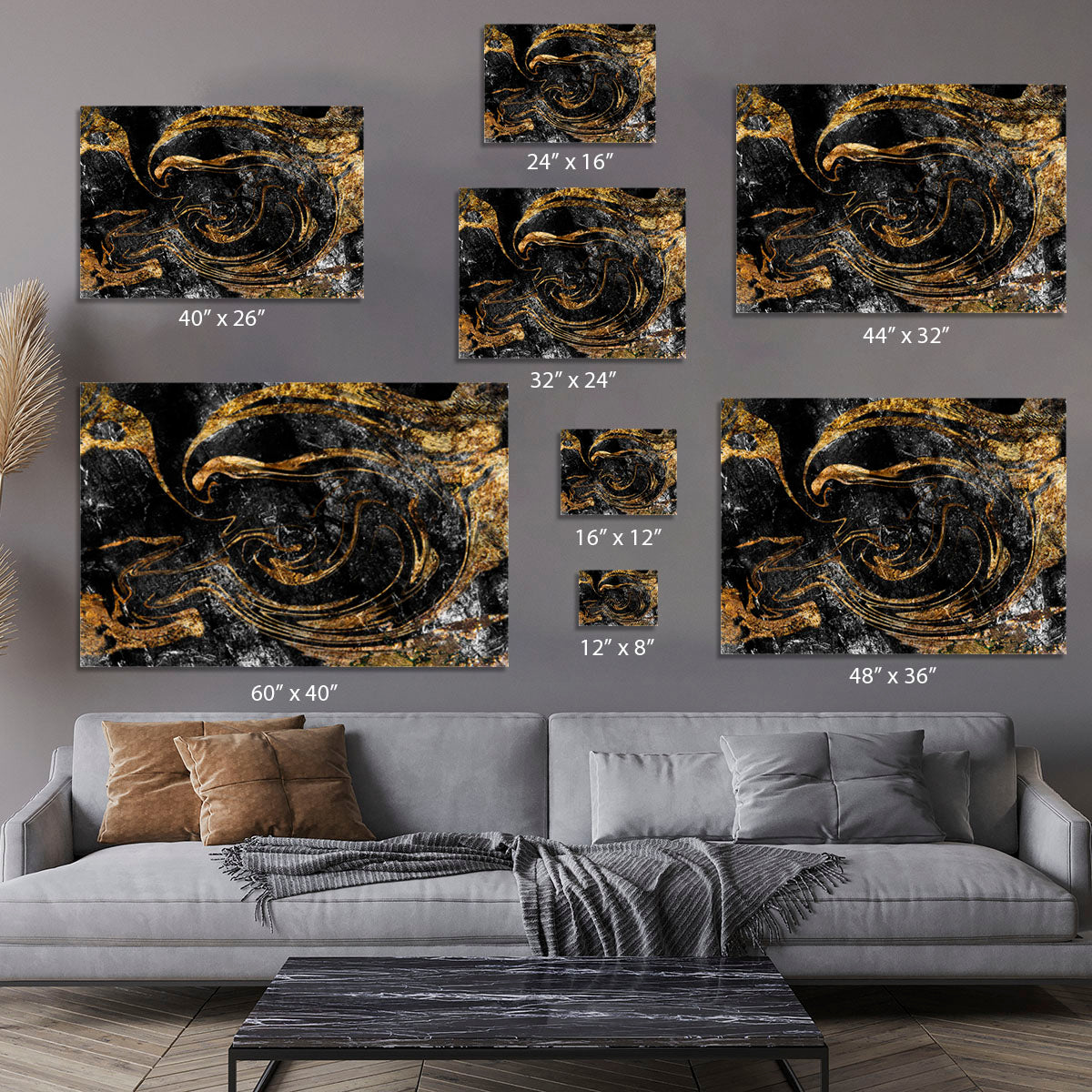 Black and Gold Swirled Marble Canvas Print or Poster - Canvas Art Rocks - 7