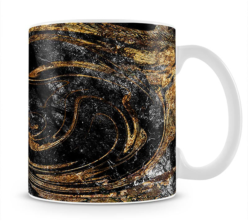 Black and Gold Swirled Marble Mug - Canvas Art Rocks - 1