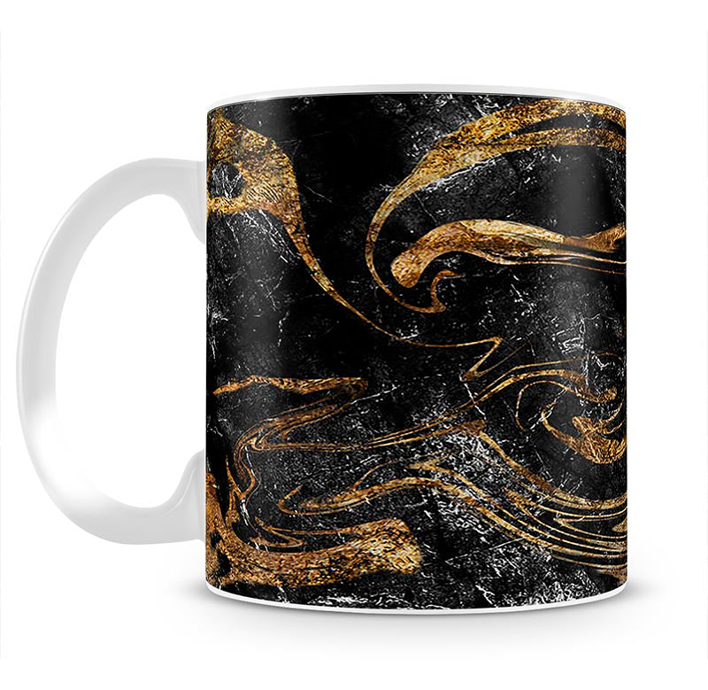 Black and Gold Swirled Marble Mug - Canvas Art Rocks - 1