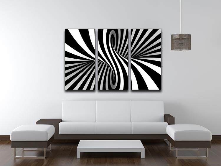 Black and White Optical Ilusion 3 Split Panel Canvas Print - Canvas Art Rocks - 3