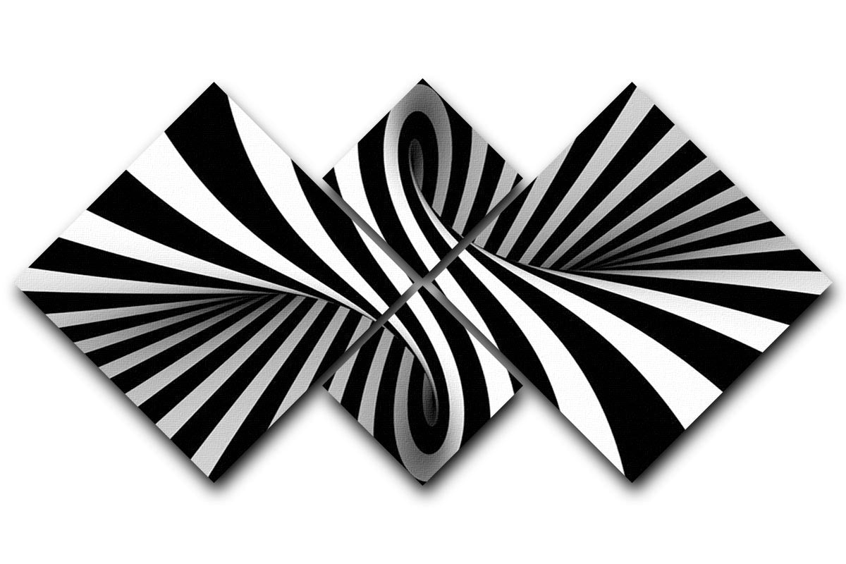 Black and White Optical Ilusion 4 Square Multi Panel Canvas - Canvas Art Rocks - 1