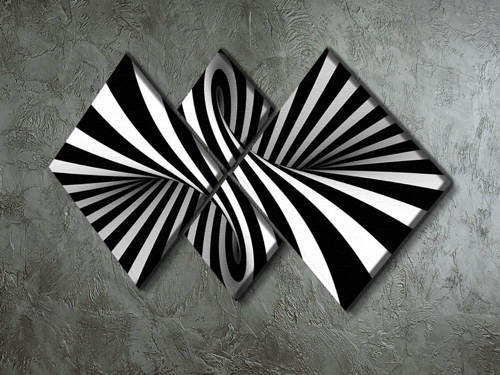 Black and White Optical Ilusion 4 Square Multi Panel Canvas - Canvas Art Rocks - 2
