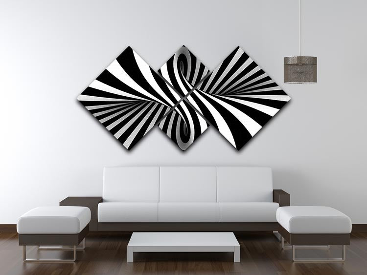 Black and White Optical Ilusion 4 Square Multi Panel Canvas - Canvas Art Rocks - 3
