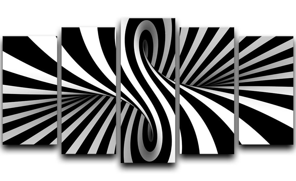 Black and White Optical Ilusion 5 Split Panel Canvas - Canvas Art Rocks - 1