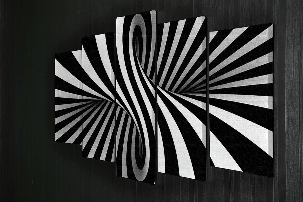 Black and White Optical Ilusion 5 Split Panel Canvas - Canvas Art Rocks - 2