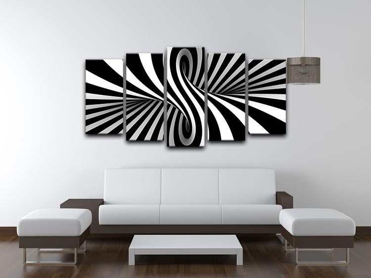Black and White Optical Ilusion 5 Split Panel Canvas - Canvas Art Rocks - 3