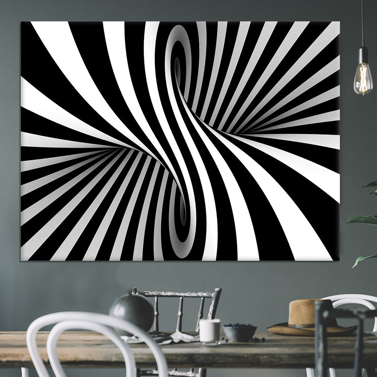 Black and White Optical Ilusion Canvas Print or Poster - Canvas Art Rocks - 3