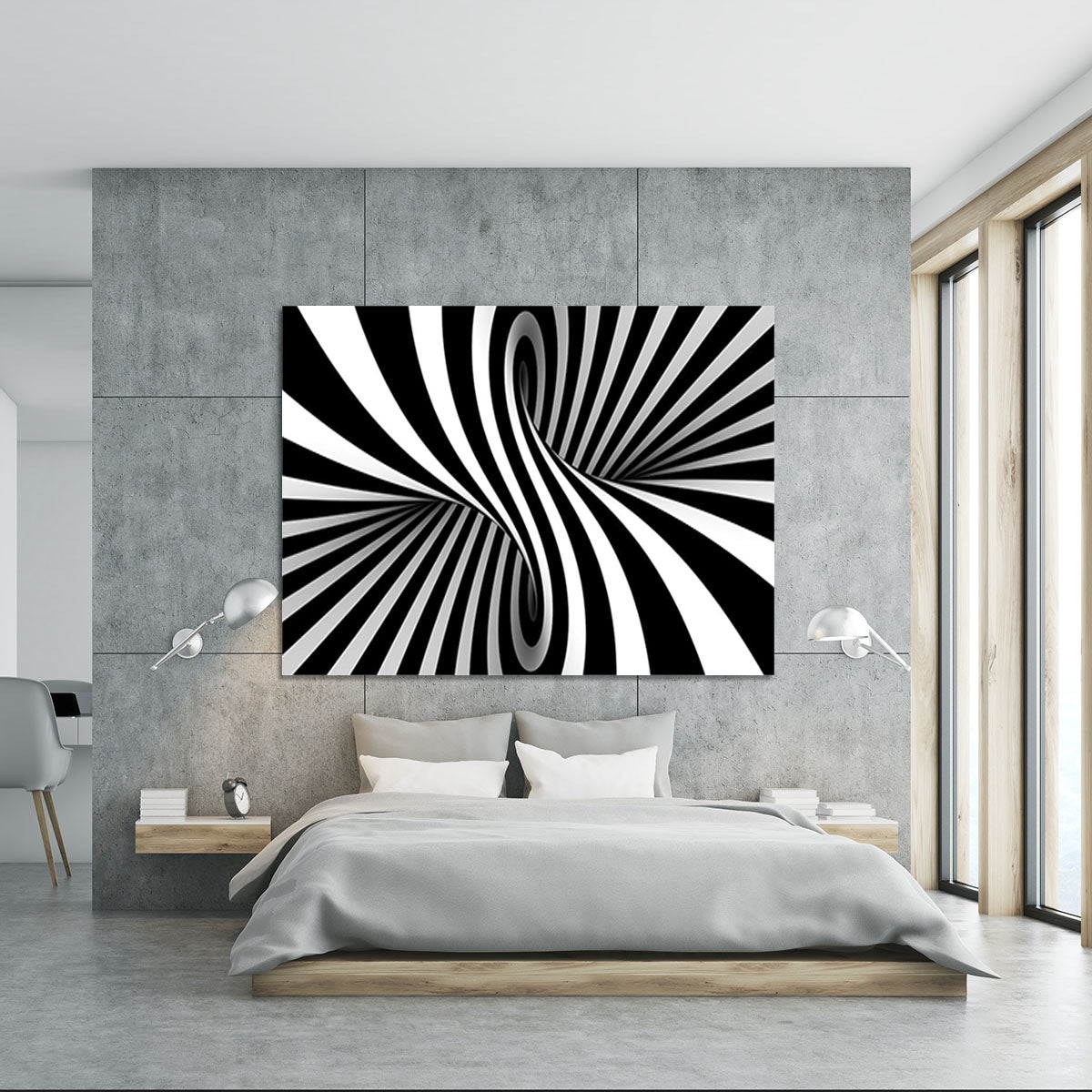 Black and White Optical Ilusion Canvas Print or Poster - Canvas Art Rocks - 5