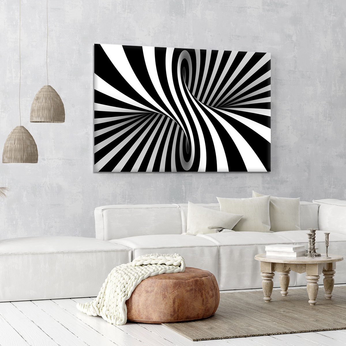 Black and White Optical Ilusion Canvas Print or Poster - Canvas Art Rocks - 6