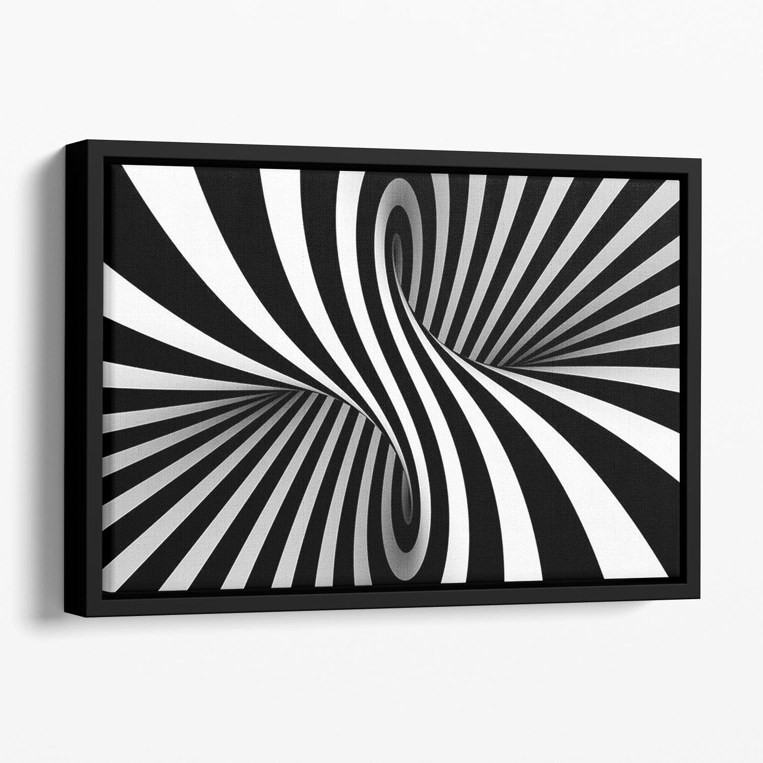Black and White Optical Ilusion Floating Framed Canvas - Canvas Art Rocks - 1