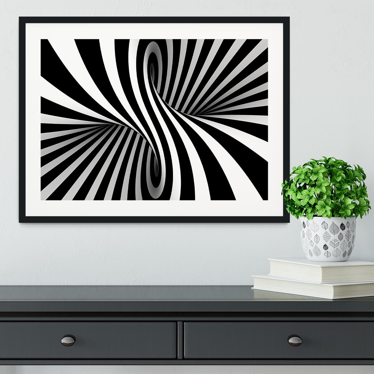 Black and White Optical Ilusion Framed Print - Canvas Art Rocks - 1