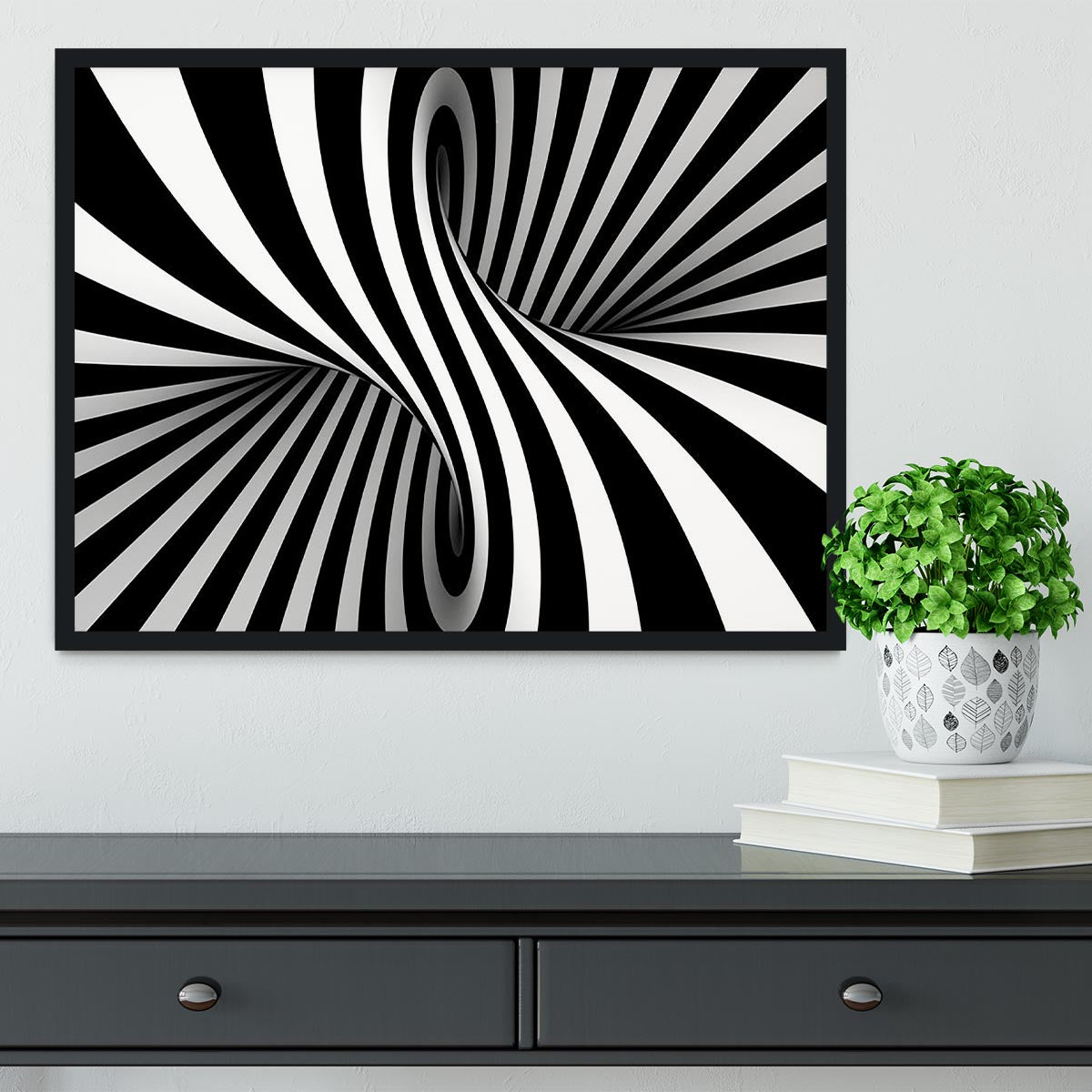 Black and White Optical Ilusion Framed Print - Canvas Art Rocks - 2