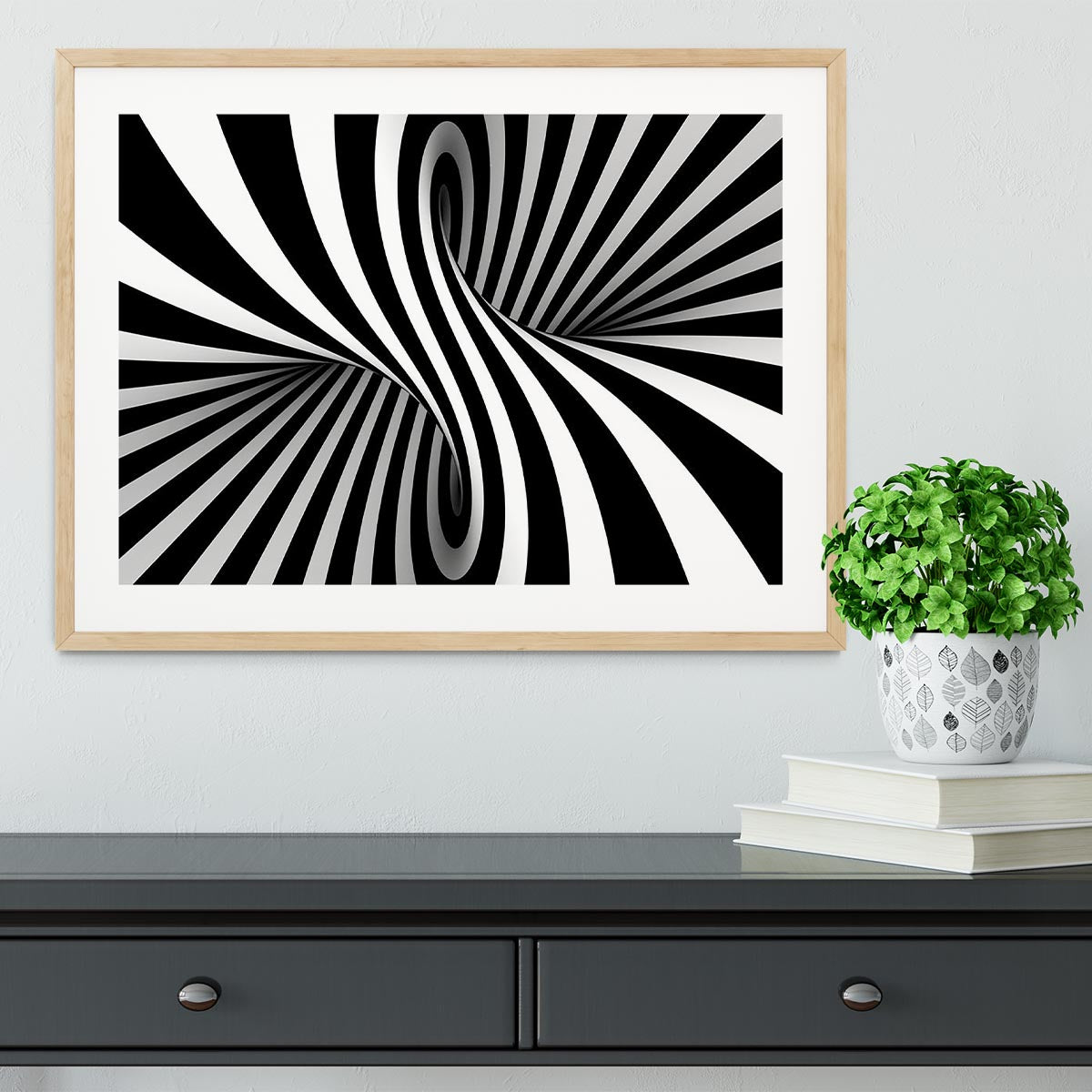 Black and White Optical Ilusion Framed Print - Canvas Art Rocks - 3