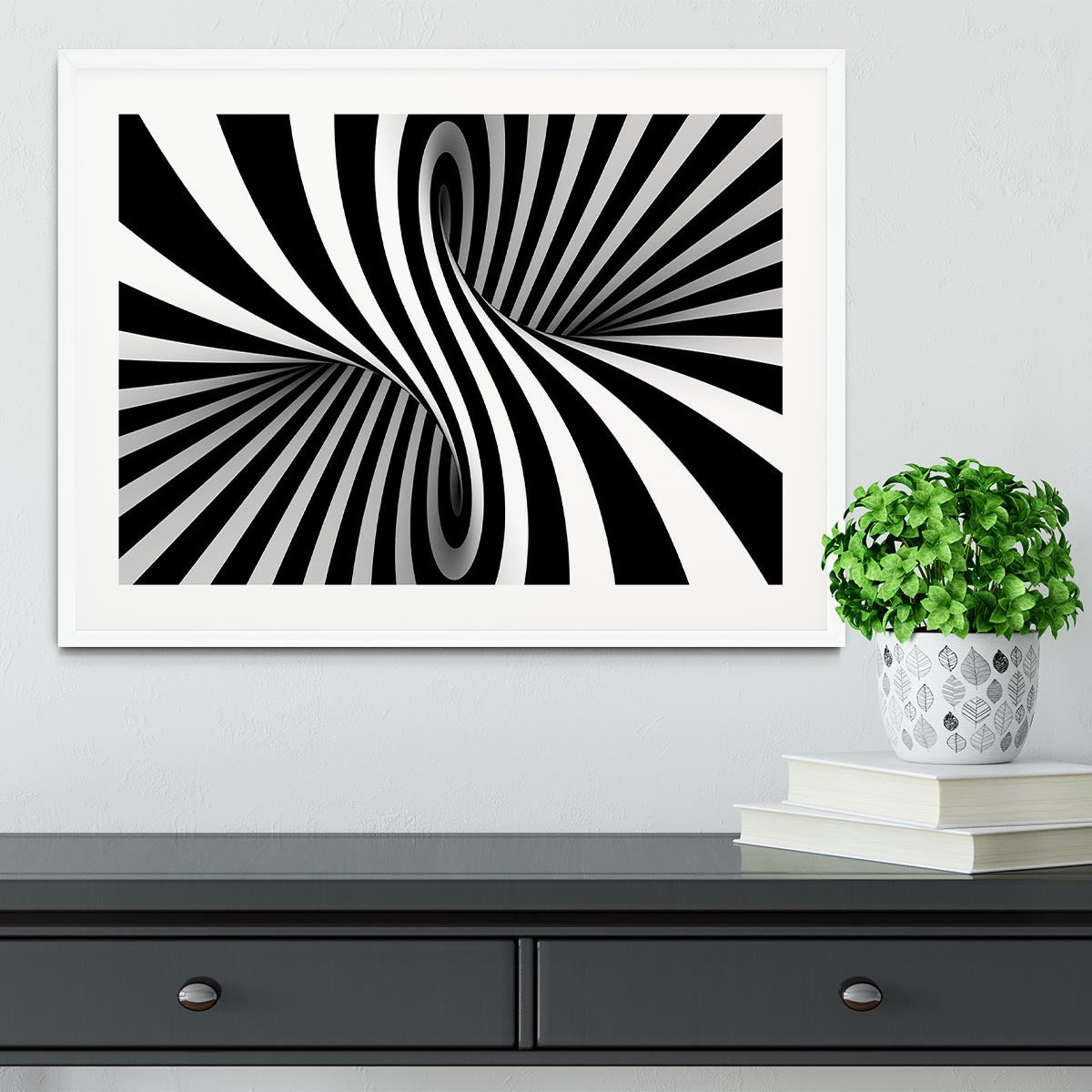 Black and White Optical Ilusion Framed Print - Canvas Art Rocks - 5
