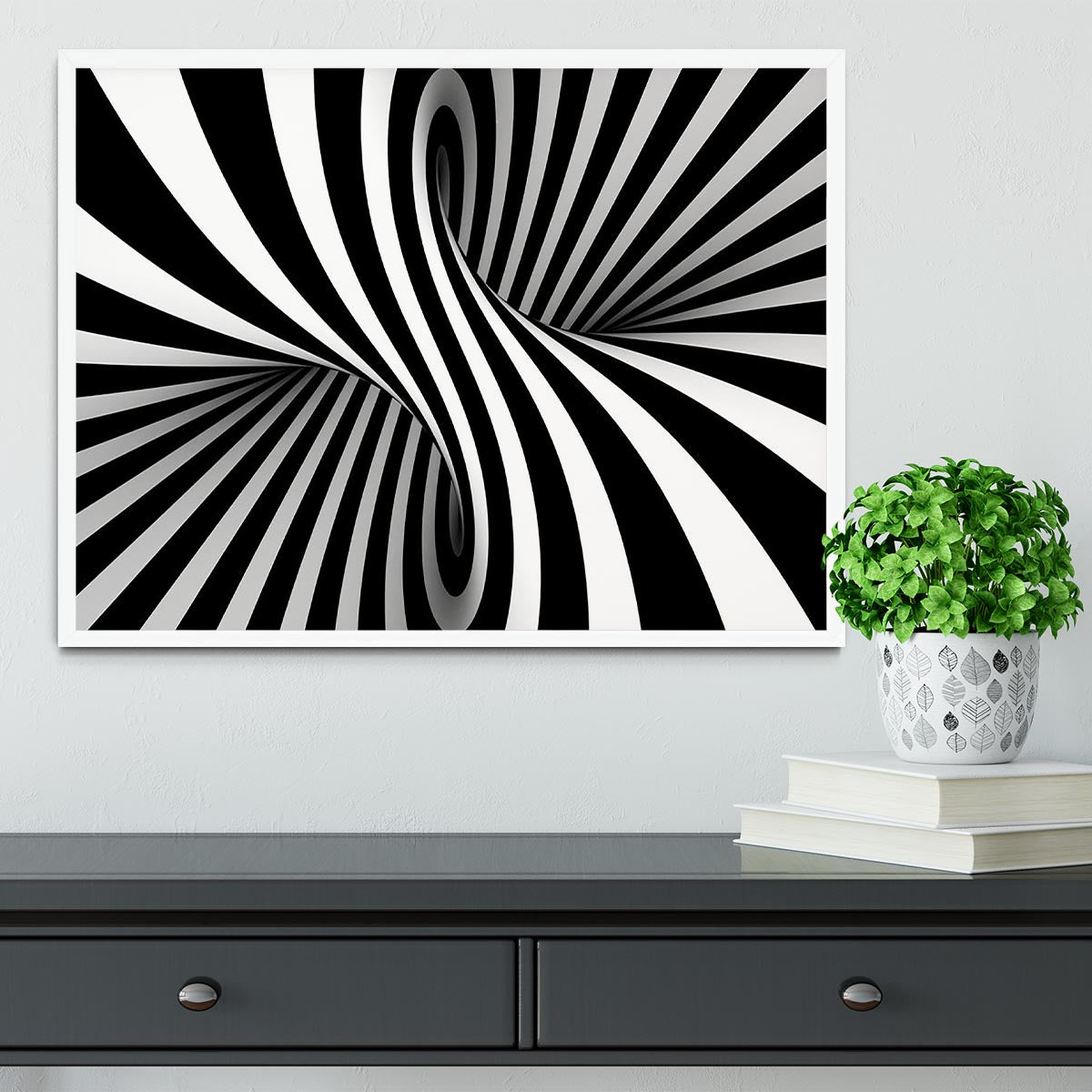 Black and White Optical Ilusion Framed Print - Canvas Art Rocks -6