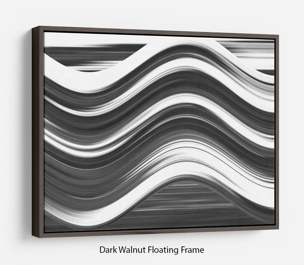 Black and White Wave Floating Frame Canvas - Canvas Art Rocks - 5