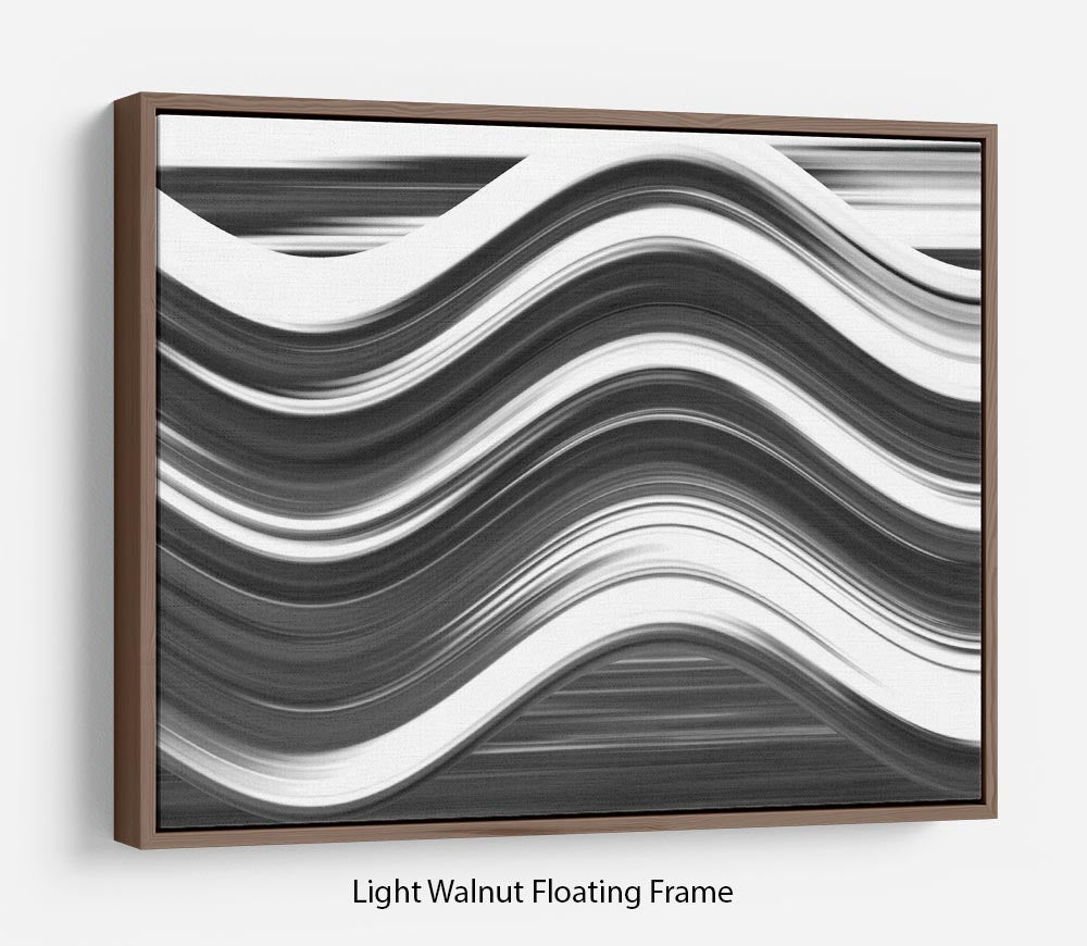 Black and White Wave Floating Frame Canvas - Canvas Art Rocks 7