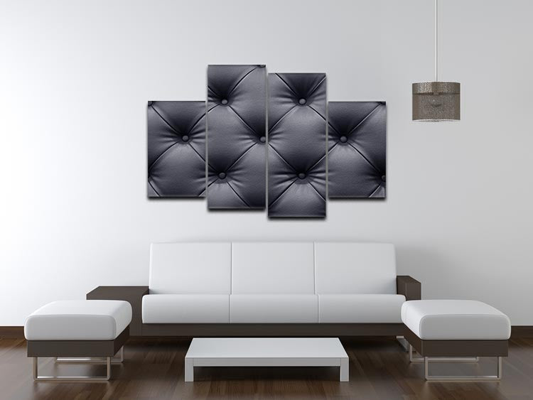 Black leather sofa texture 4 Split Panel Canvas - Canvas Art Rocks - 3