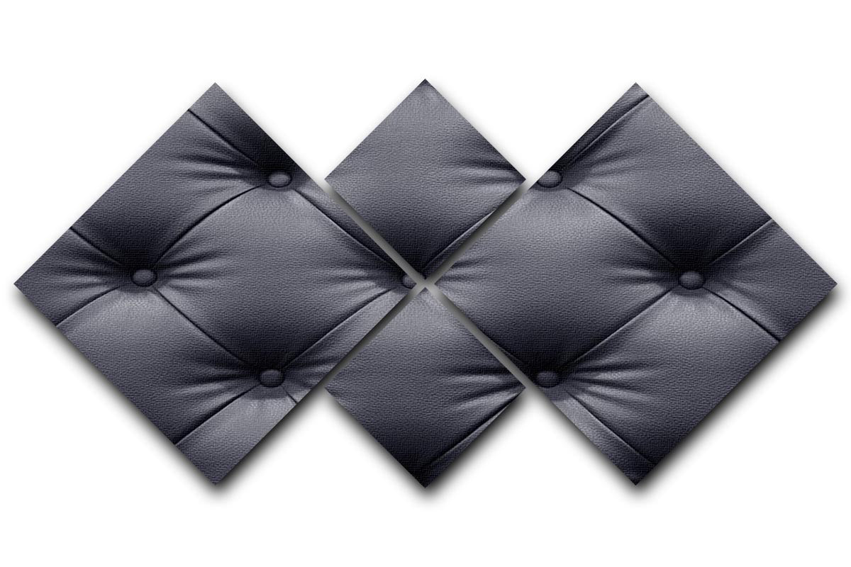 Black leather sofa texture 4 Square Multi Panel Canvas - Canvas Art Rocks - 1