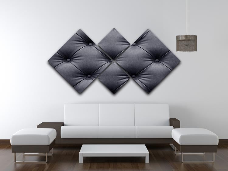 Black leather sofa texture 4 Square Multi Panel Canvas - Canvas Art Rocks - 3