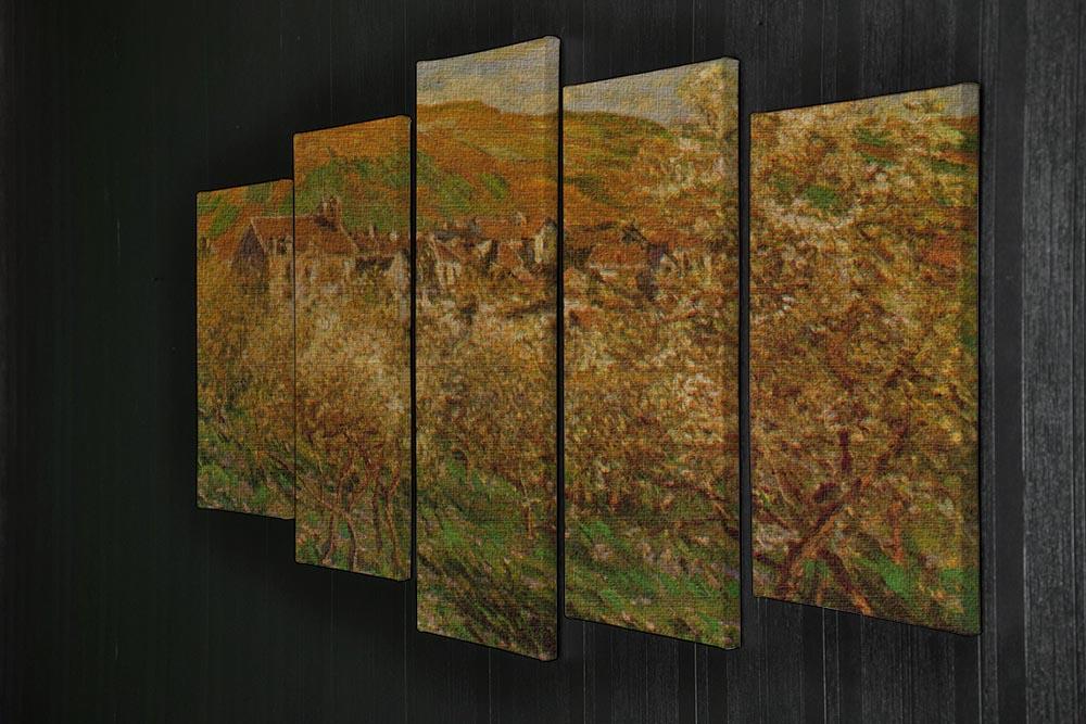 Blooming apple trees by Monet 5 Split Panel Canvas - Canvas Art Rocks - 2