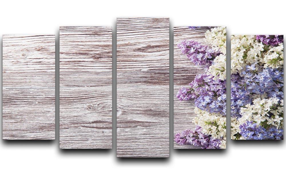 Blossom branch on wooden 5 Split Panel Canvas  - Canvas Art Rocks - 1