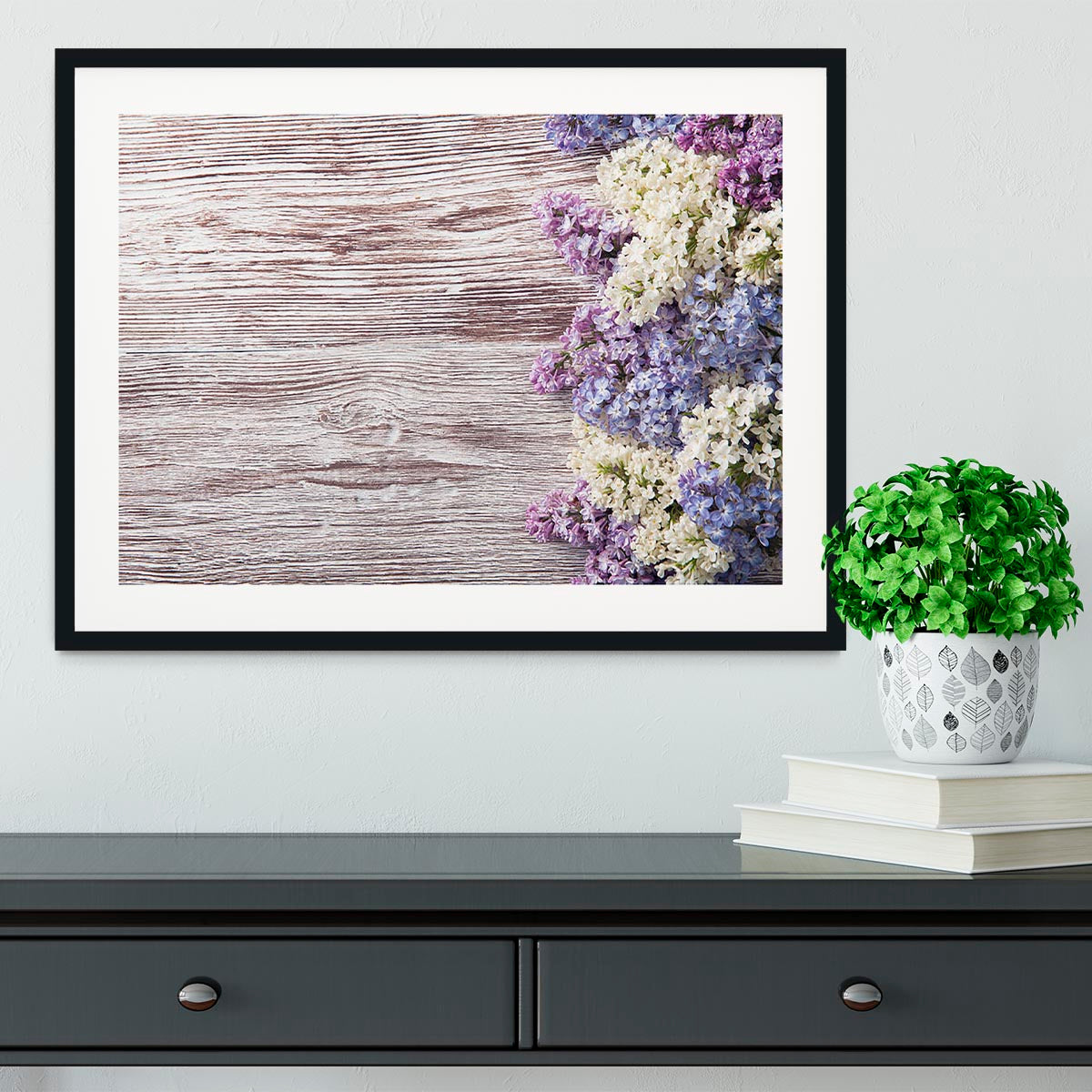 Blossom branch on wooden Framed Print - Canvas Art Rocks - 1