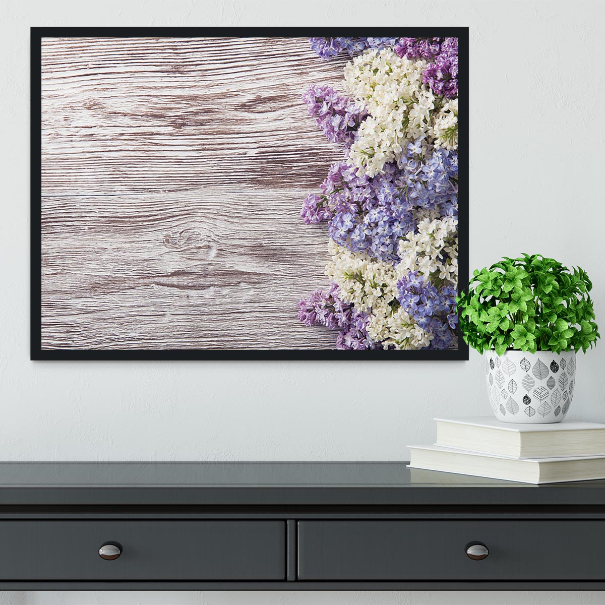 Blossom branch on wooden Framed Print - Canvas Art Rocks - 2