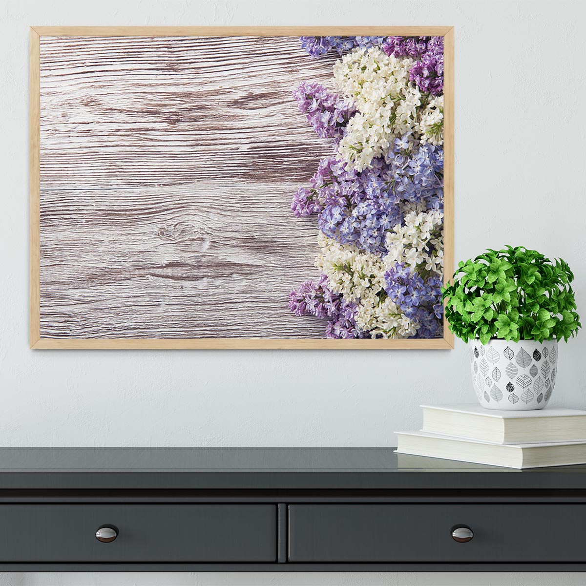 Blossom branch on wooden Framed Print - Canvas Art Rocks - 4