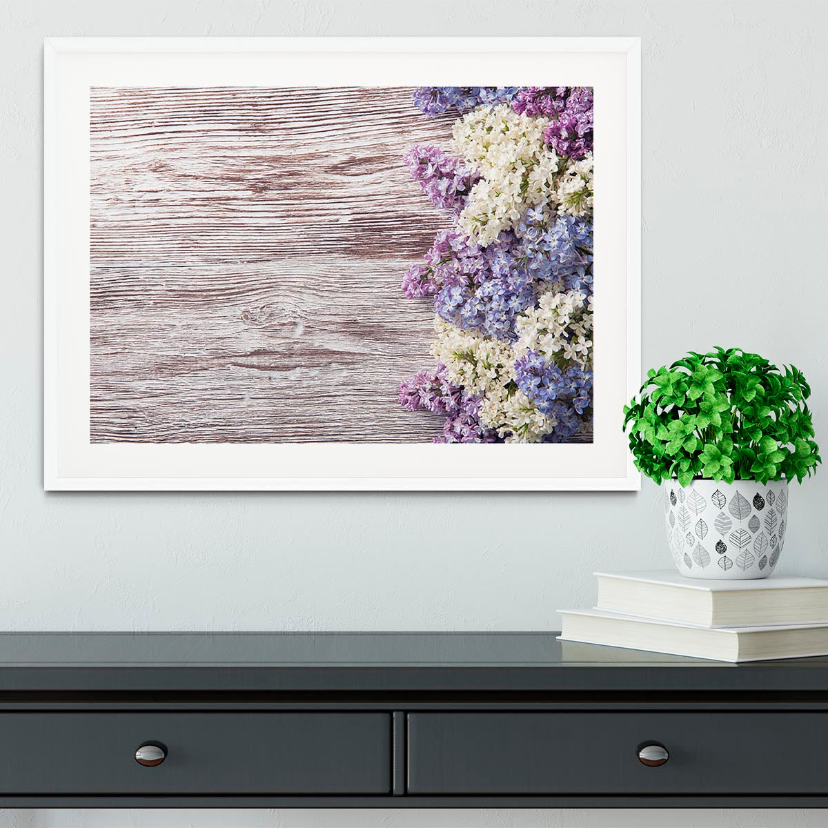 Blossom branch on wooden Framed Print - Canvas Art Rocks - 5