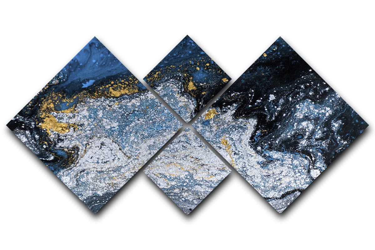 Blue Galaxy Marble 4 Square Multi Panel Canvas - Canvas Art Rocks - 1
