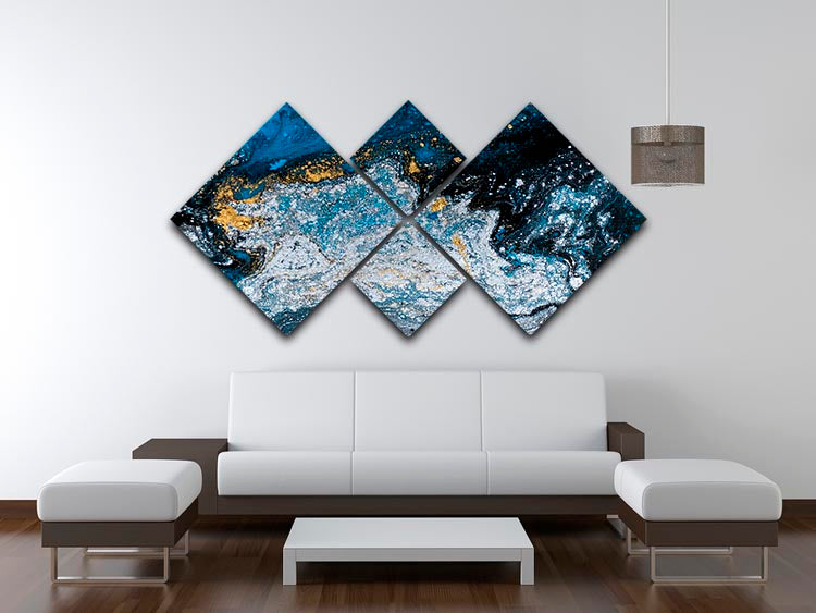 Blue Galaxy Marble 4 Square Multi Panel Canvas - Canvas Art Rocks - 3