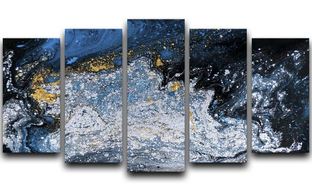 Blue Galaxy Marble 5 Split Panel Canvas - Canvas Art Rocks - 1