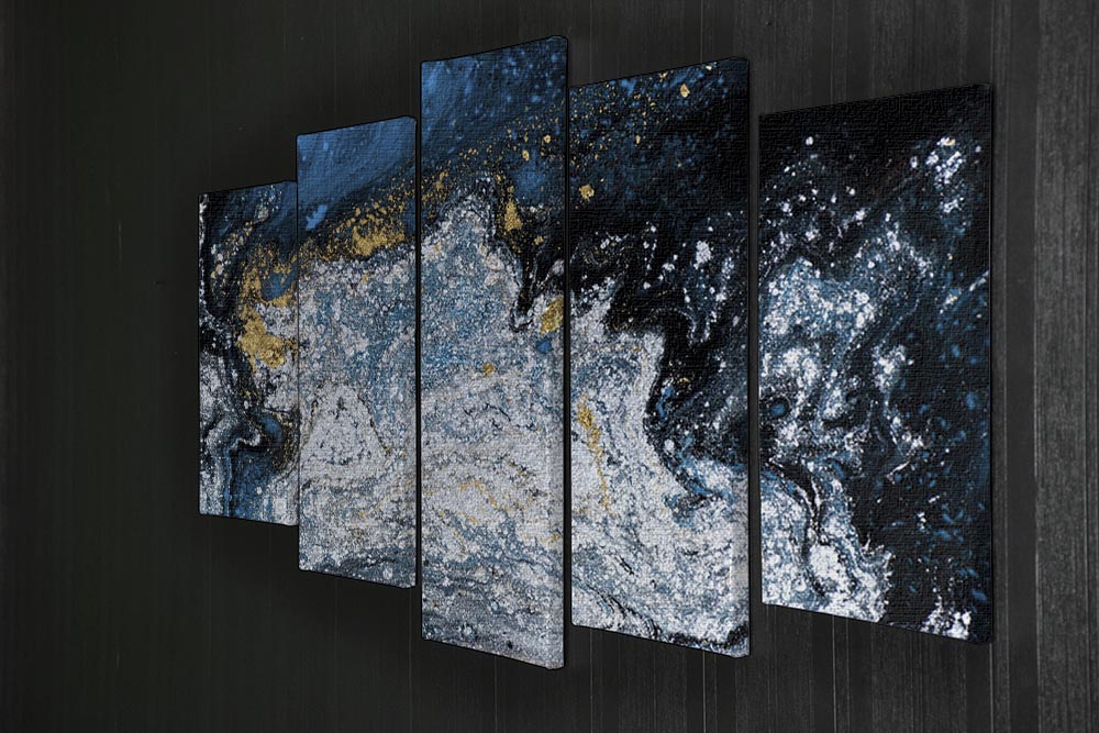 Blue Galaxy Marble 5 Split Panel Canvas - Canvas Art Rocks - 2