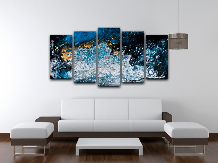 Blue Galaxy Marble 5 Split Panel Canvas - Canvas Art Rocks - 3