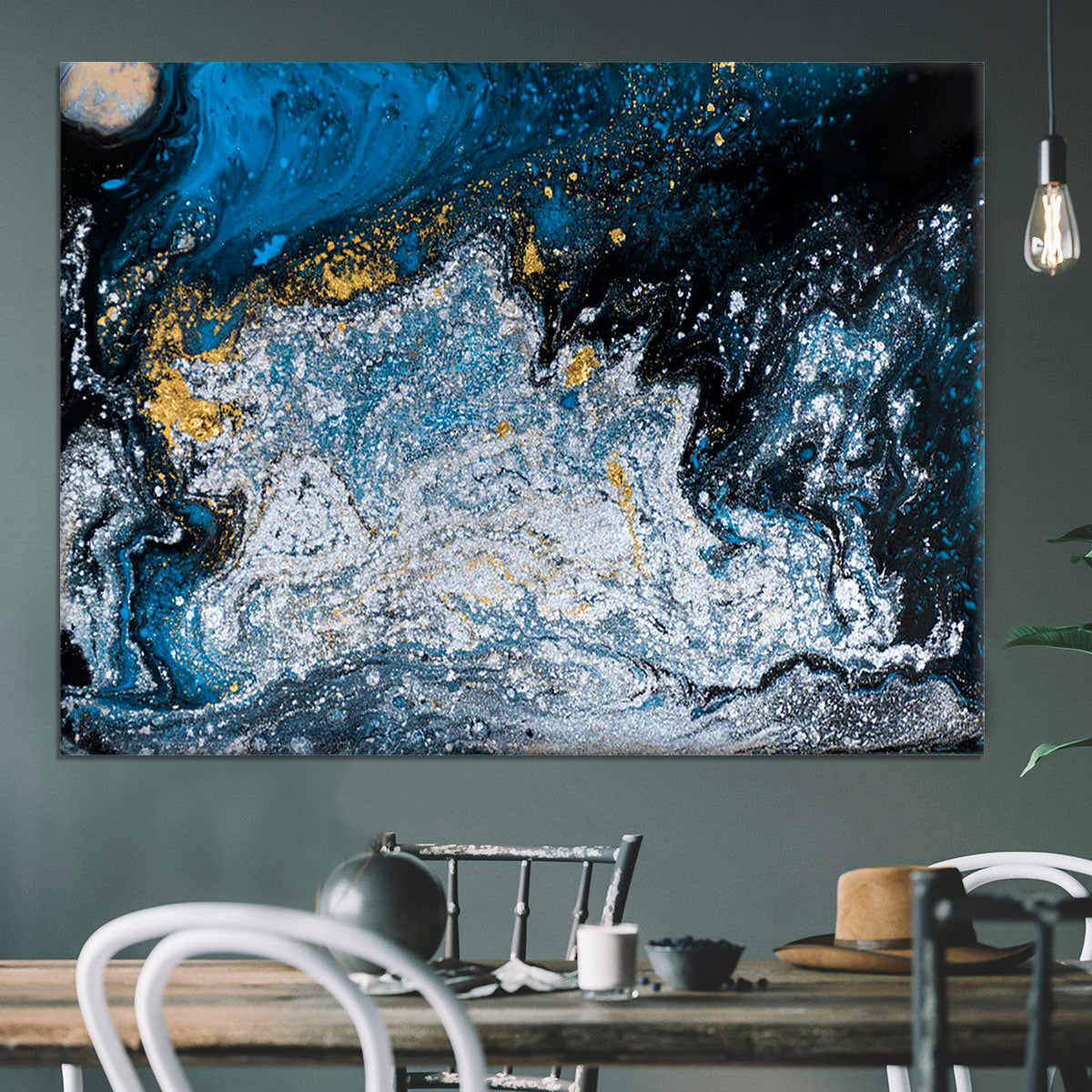 Blue Galaxy Marble Canvas Print or Poster - Canvas Art Rocks - 3