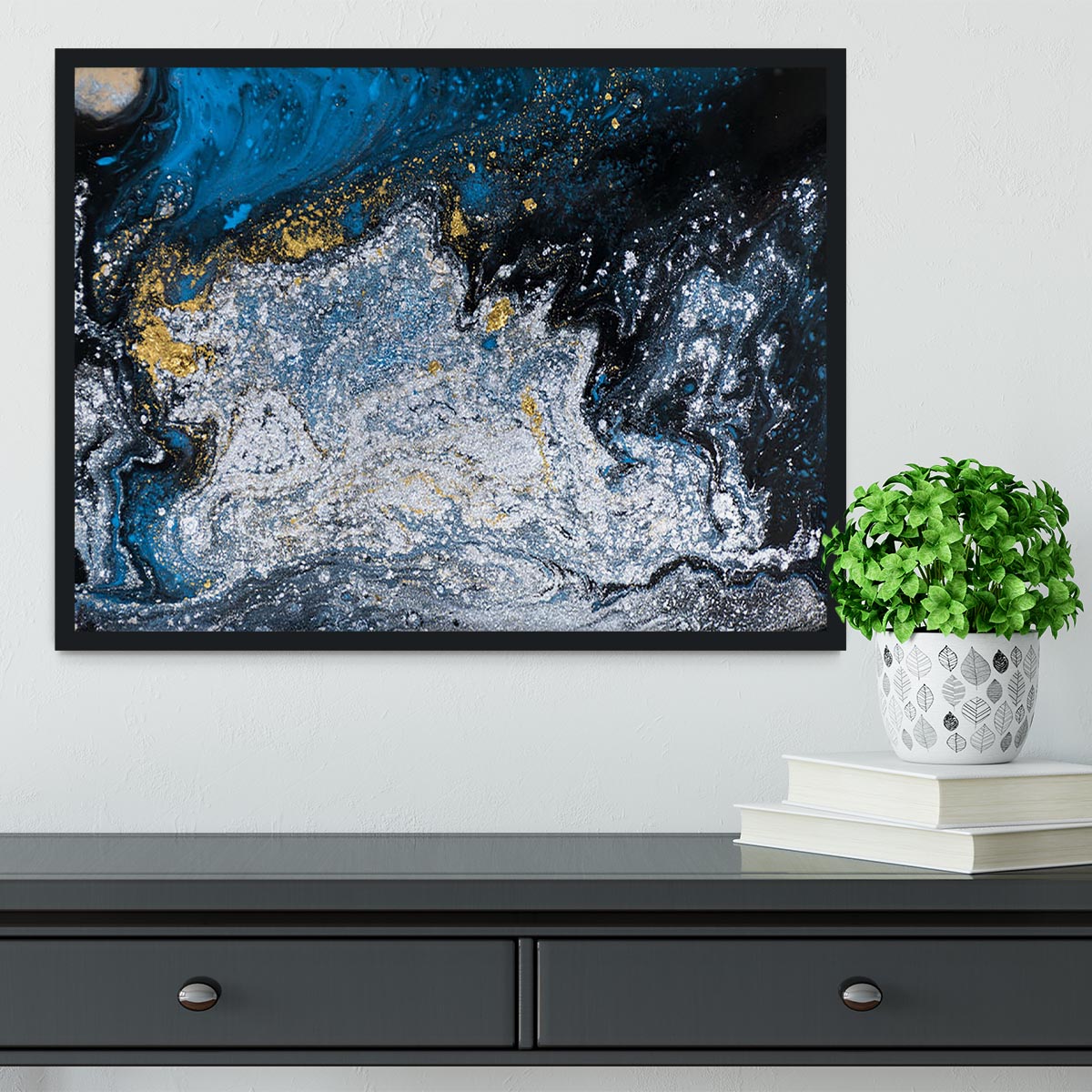 Blue Galaxy Marble Framed Print - Canvas Art Rocks - 2