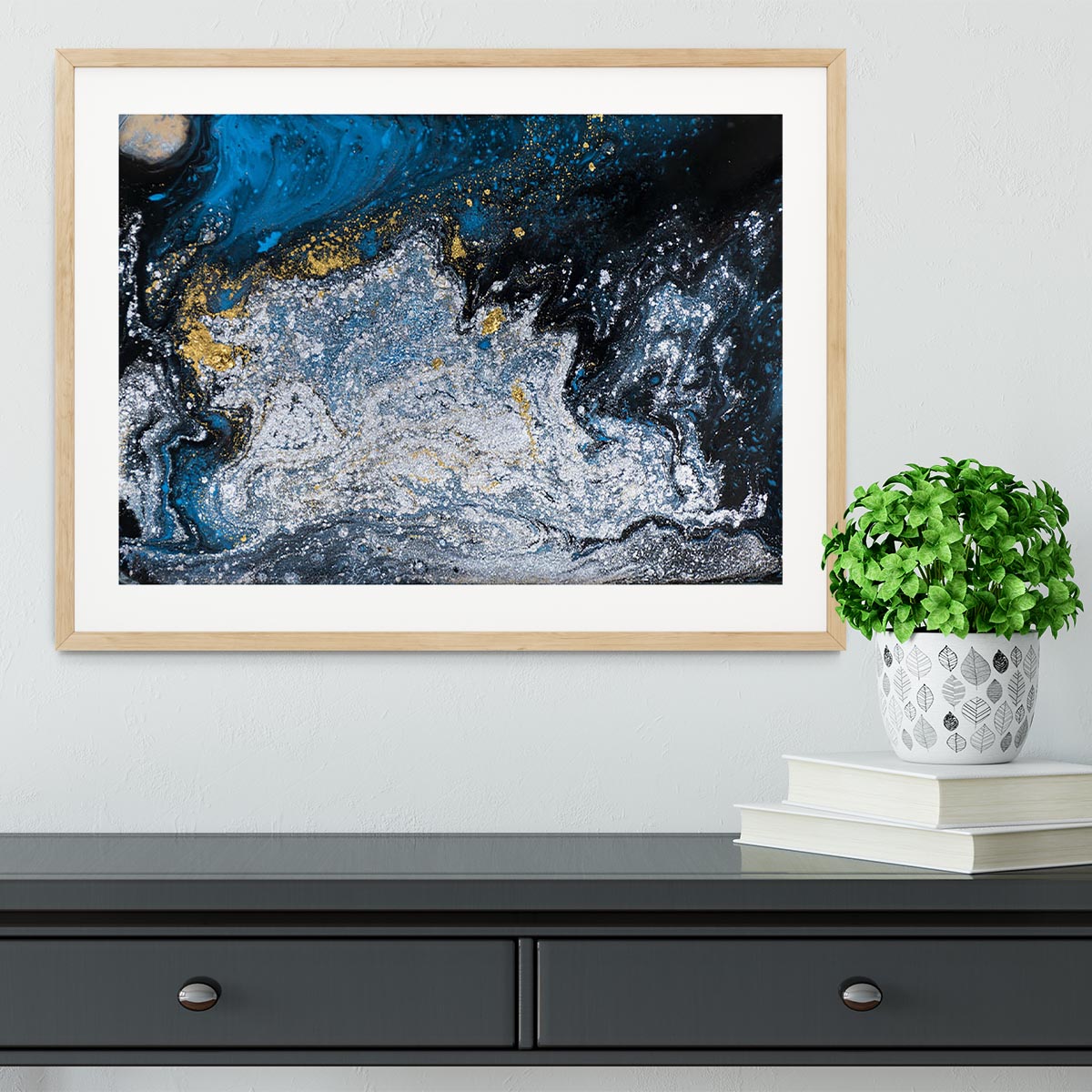 Blue Galaxy Marble Framed Print - Canvas Art Rocks - 3