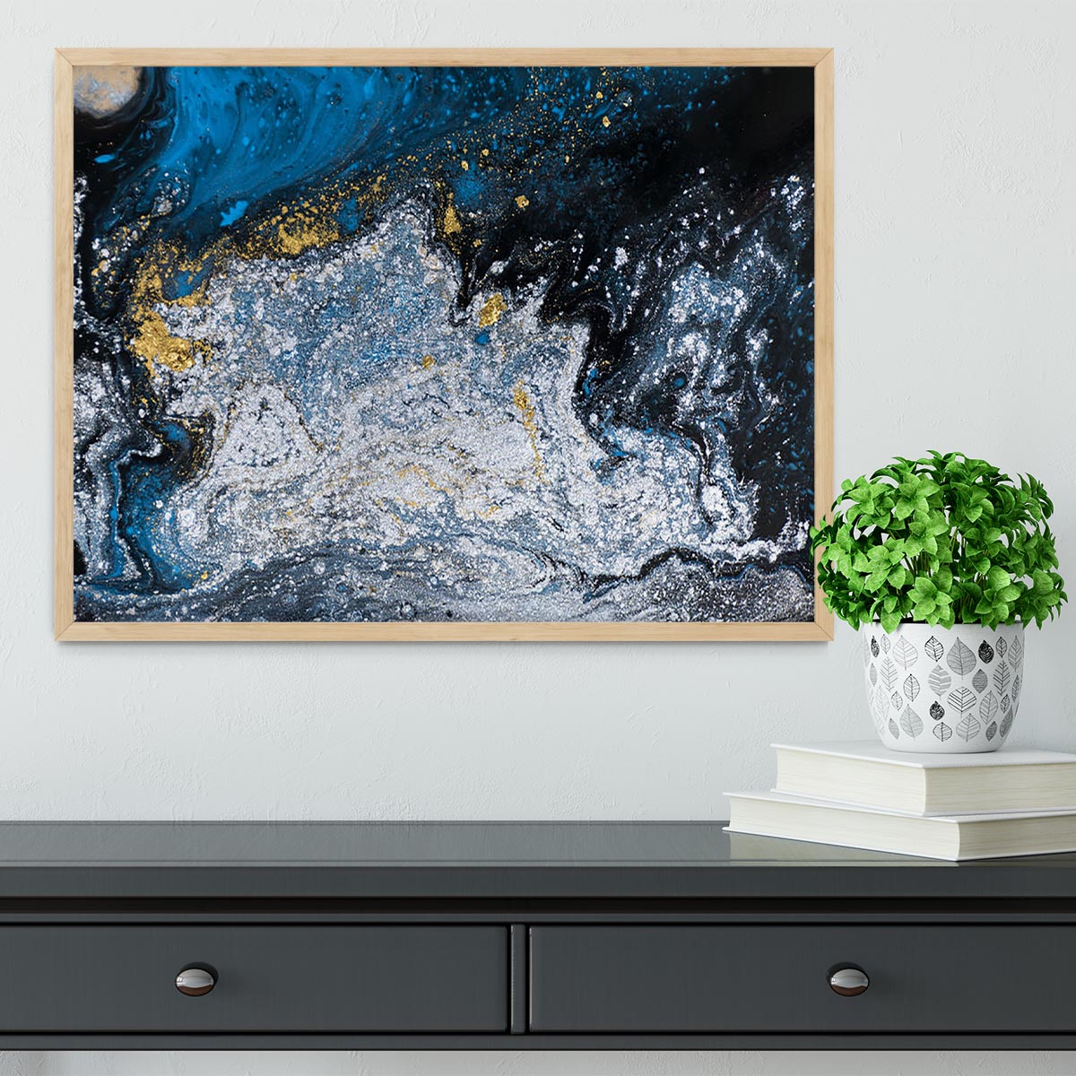 Blue Galaxy Marble Framed Print - Canvas Art Rocks - 4