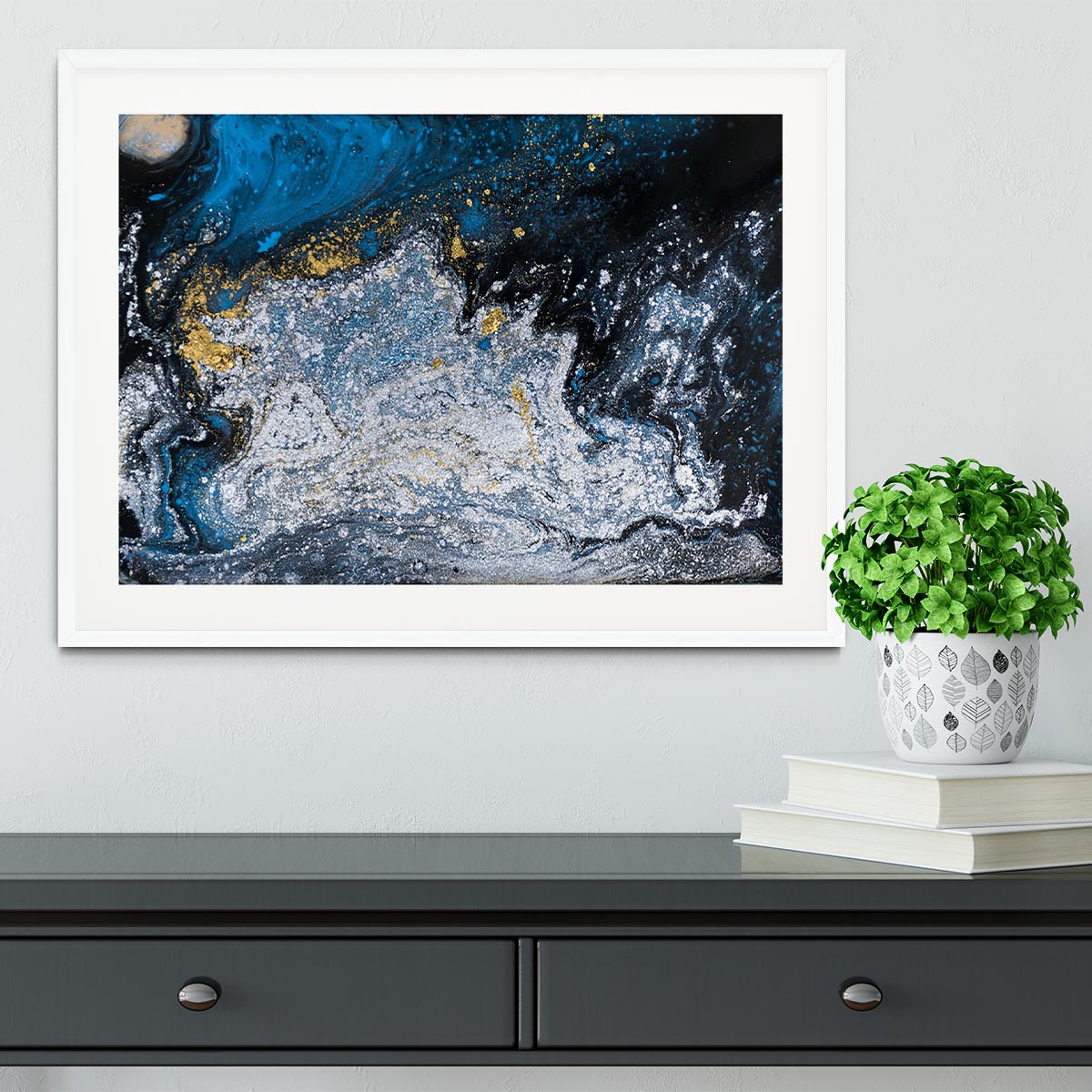 Blue Galaxy Marble Framed Print - Canvas Art Rocks - 5