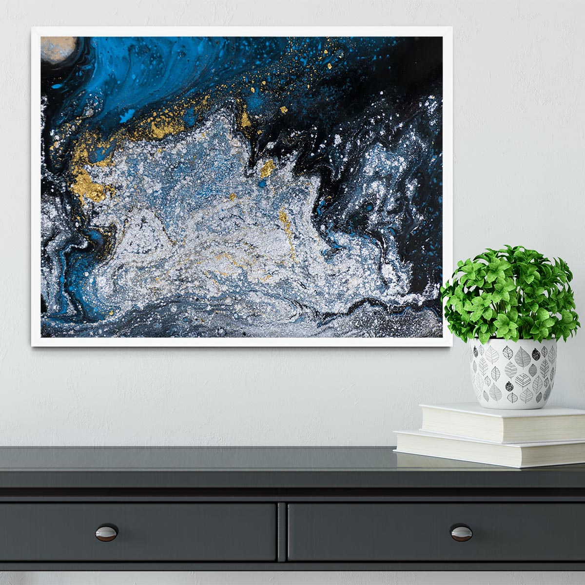 Blue Galaxy Marble Framed Print - Canvas Art Rocks -6
