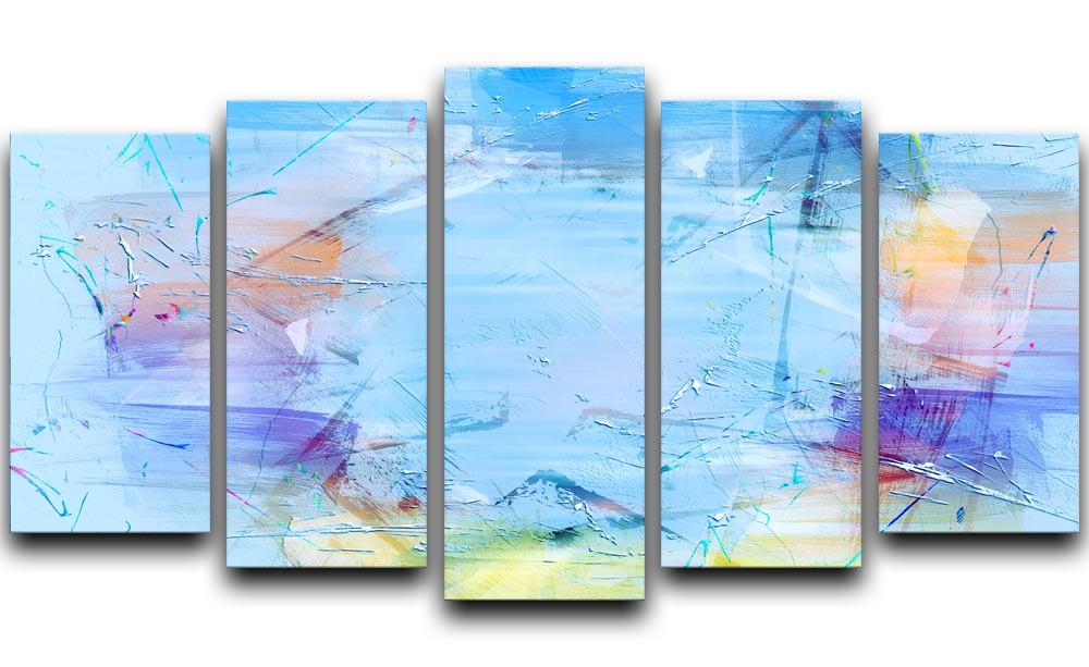 Blue Oil Painting 5 Split Panel Canvas  - Canvas Art Rocks - 1