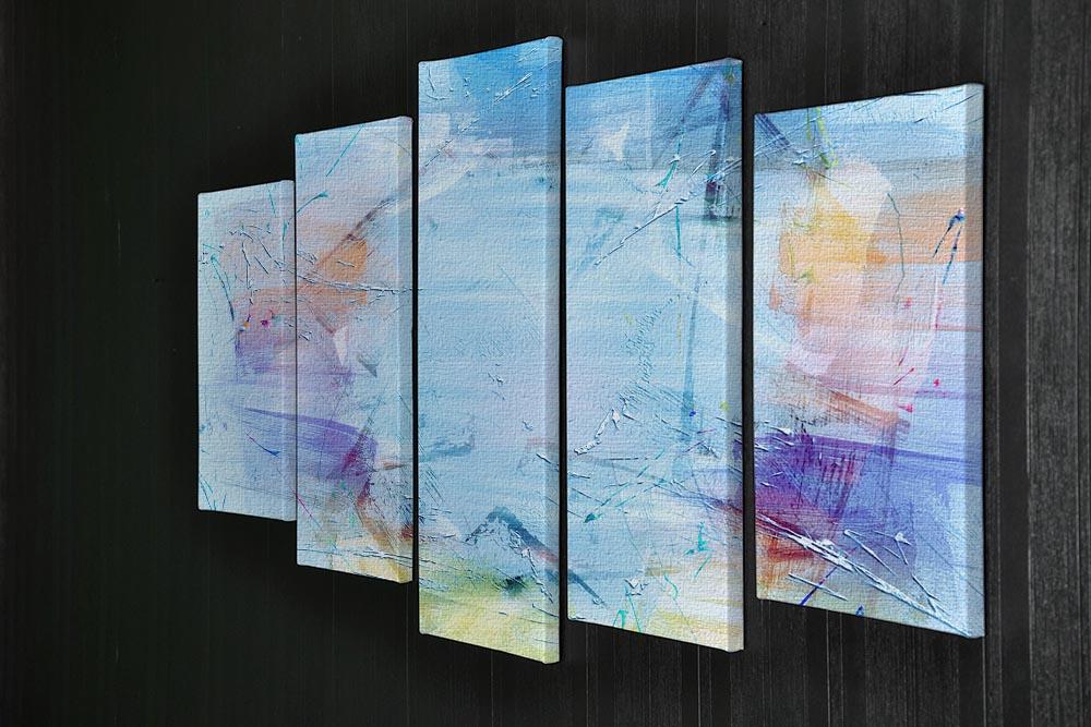 Blue Oil Painting 5 Split Panel Canvas - Canvas Art Rocks - 2
